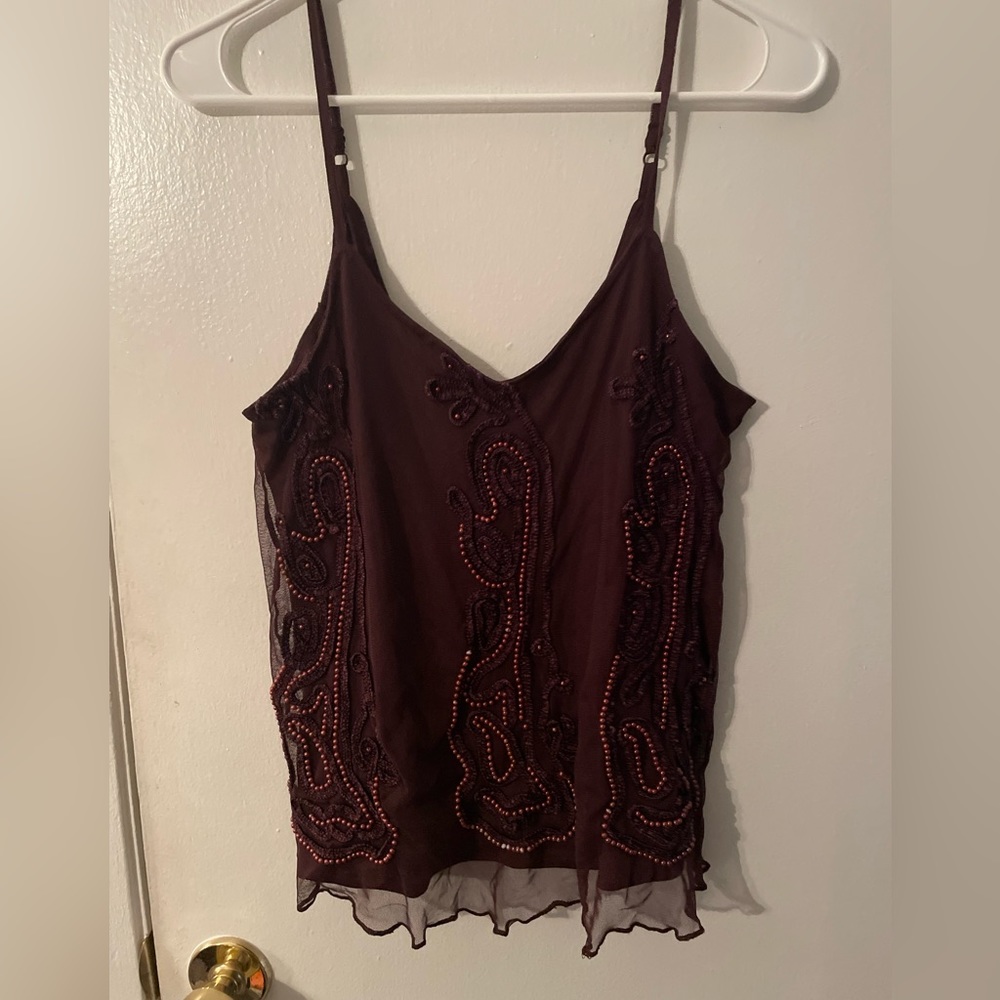 BKE boutique small cami tank top beaded cute purple top